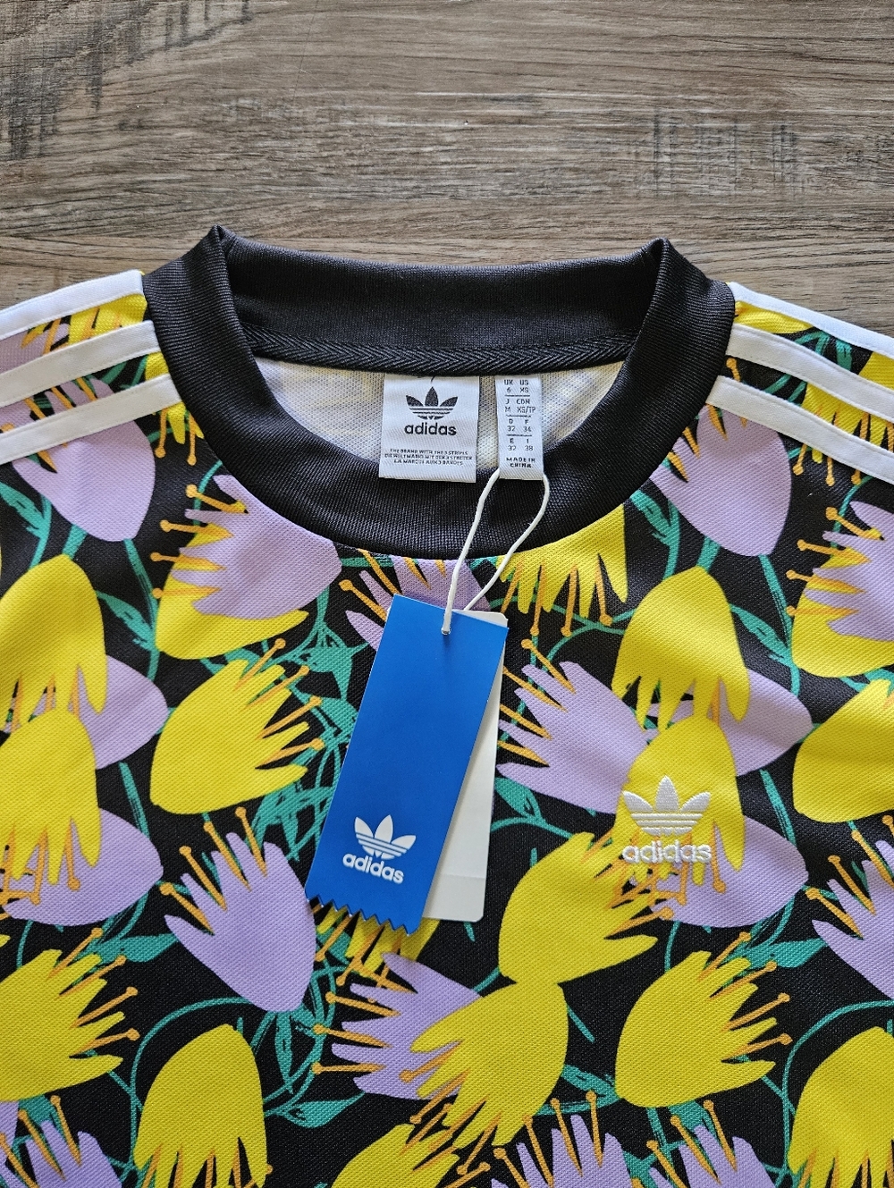Adidas Originals Bellista Yellow & Lilac Floral Print Tee Dress - Picture 5 of 8